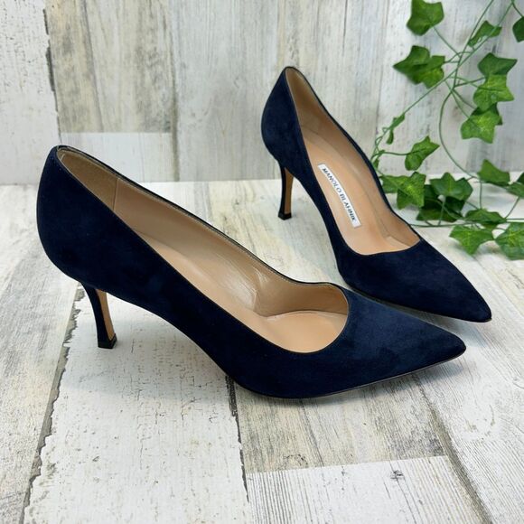 MANOLO BLAHNIK BB 70 navy suede pump made in Italy size 37 - Picture 2 of 8